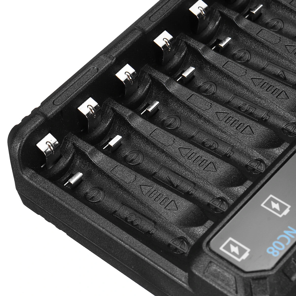 Astrolux® NC08 8 Slot Intelligent Charger For Ni-MH/Ni-Cd/Li-ion AA AAA 1.5V 14500 10440 Battery Type-C 2A Max Charging Speed Quick Charger For LED Flashlight Torch Home Tools RC Kids Toys — view 9
