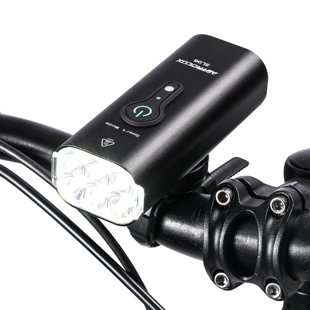 Astrolux® SL06 2000Lm Brightness & Vibration Smart  Brake-activated Bike Headlights 6 LED 4800mAh Battery IPX6 Waterproof 6 Light Modes Type-C USB Rechargeable Aluminum Alloy Front Light for Electric Bike Scooter MTB Bicycle — Astrolux