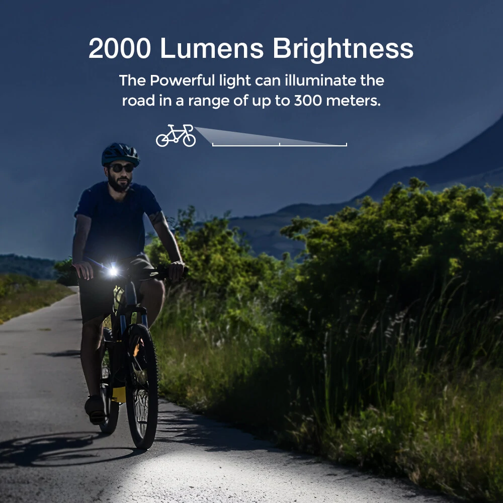 Astrolux® SL06 2000Lm Brightness & Vibration Smart  Brake-activated Bike Headlights 6 LED 4800mAh Battery IPX6 Waterproof 6 Light Modes Type-C USB Rechargeable Aluminum Alloy Front Light for Electric Bike Scooter MTB Bicycle — view 4