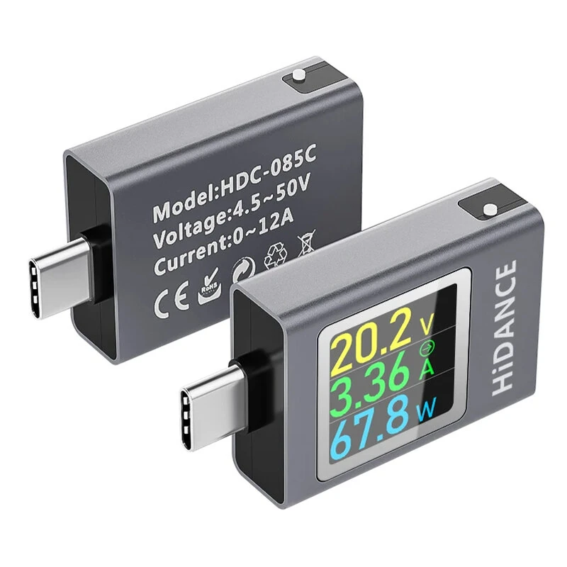 ATORCH HDC-085C USB Type-C Tester LED Display Voltmeter Ammeter DC Current Voltage Meter Power Bank Charging Tester DC 4.5-50V 0-12A 600W — view 5