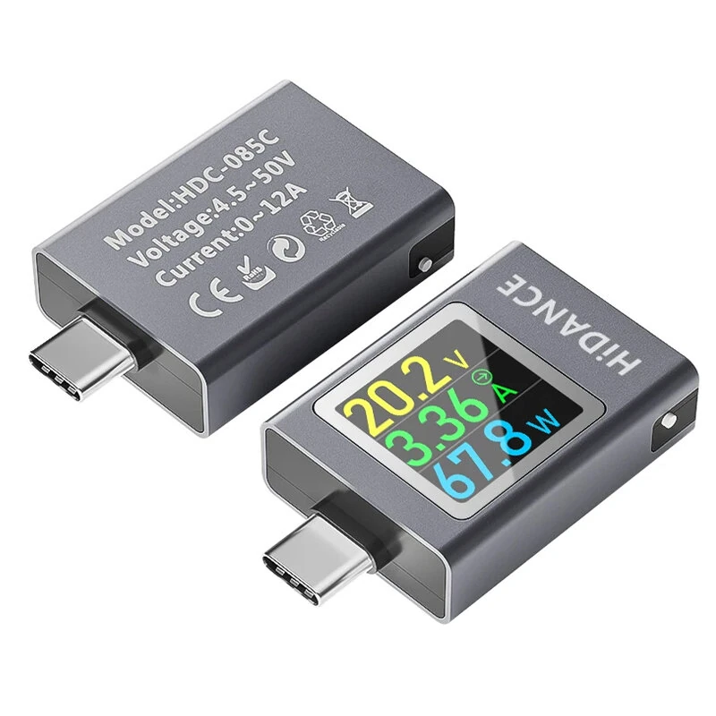 ATORCH HDC-085C USB Type-C Tester LED Display Voltmeter Ammeter DC Current Voltage Meter Power Bank Charging Tester DC 4.5-50V 0-12A 600W — view 6
