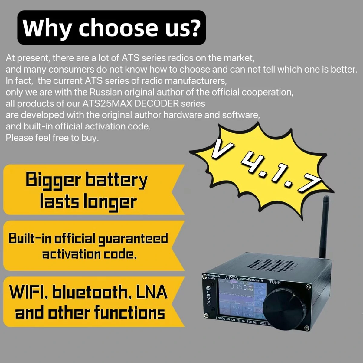 ATS25 max-DecoderⅡ Upgraded Radio Decoder with Advanced bluetooth 4000mAh Battery Superior Audio Spectrum Scanning Morse Code and Digital Communication Decoder — view 4