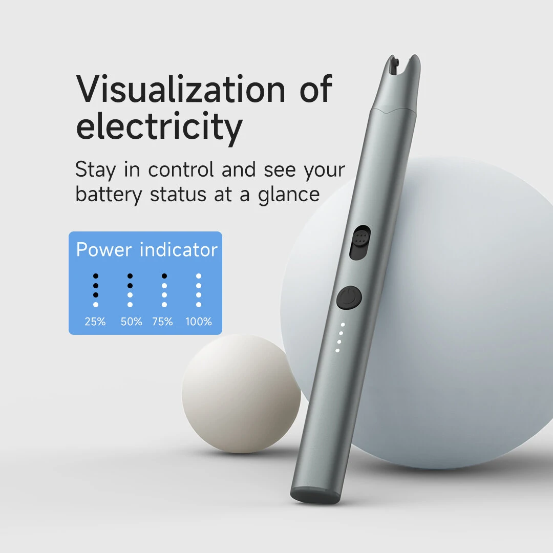 ATUMAN IG1 Plasma Ignition Pen Long Handle Safe Ignition with Advanced Plasma Technology Type-C Rechargeable Battery Aluminium Alloy Body Visual Battery Indicator Double Safety Switch Design — view 3