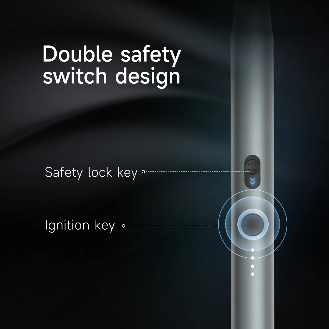 ATUMAN IG1 Plasma Ignition Pen Long Handle Safe Ignition with Advanced Plasma Technology Type-C Rechargeable Battery Aluminium Alloy Body Visual Battery Indicator Double Safety Switch Design — view 5