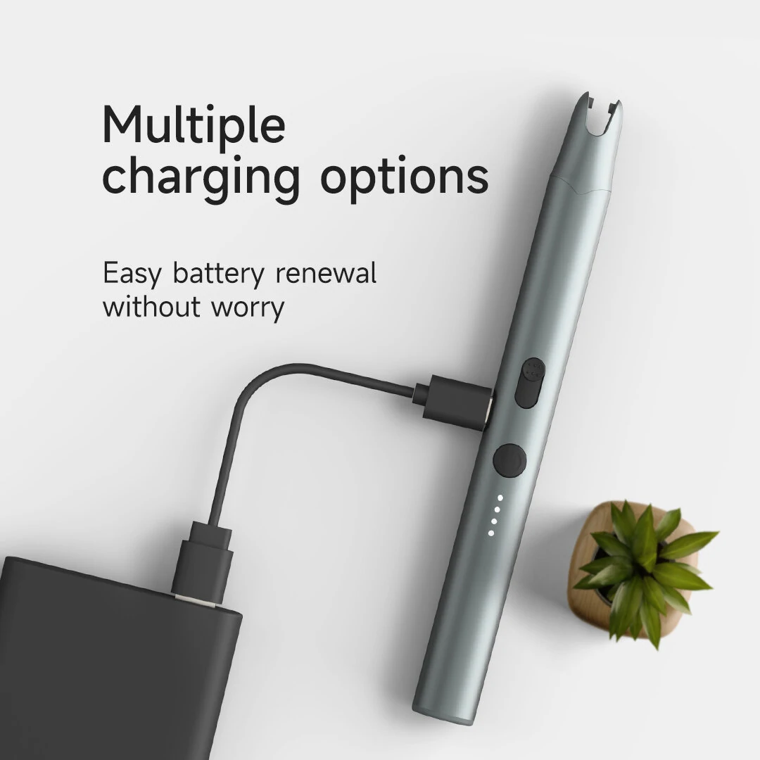 ATUMAN IG1 Plasma Ignition Pen Long Handle Safe Ignition with Advanced Plasma Technology Type-C Rechargeable Battery Aluminium Alloy Body Visual Battery Indicator Double Safety Switch Design — view 7