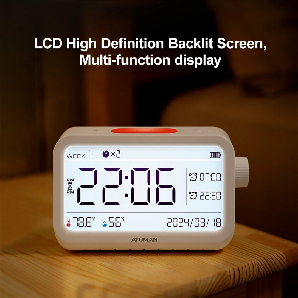 Atuman MT2 3in1 Multifunctional Hygrometer Alarm Clock Timer -9.9°C~60°C LCD Display Temperature Humidity Monitor Accurate Environmental Monitoring — view 5