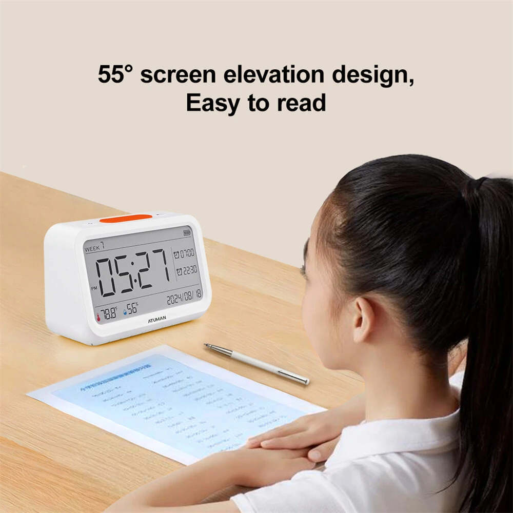 Atuman MT2 3in1 Multifunctional Hygrometer Alarm Clock Timer -9.9°C~60°C LCD Display Temperature Humidity Monitor Accurate Environmental Monitoring — view 6