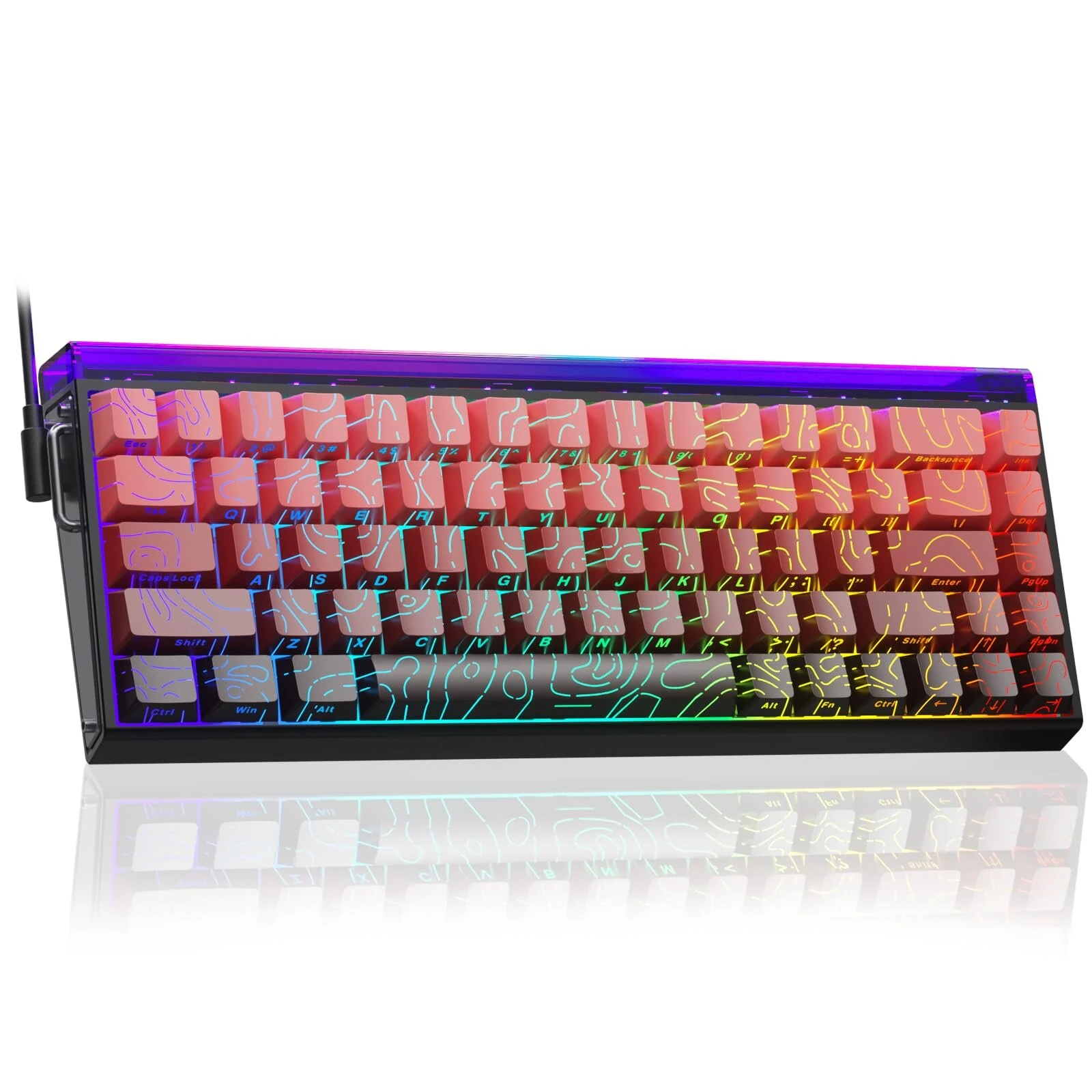 AULA Hero 68 HE Wired Mechanical Gaming Keyboard Hall Effect Magnetic Switch with Adjustable Actuation Rapid Trigger Mode 8K Hz Polling Rate 0.125ms Latency RGB Backlit Hot-swap 60% Layout  Keyboard — view 2