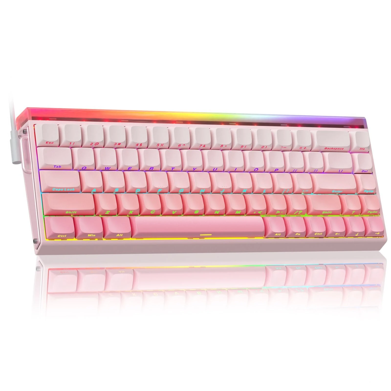 AULA Hero 68 HE Wired Mechanical Gaming Keyboard Hall Effect Magnetic Switch with Adjustable Actuation Rapid Trigger Mode 8K Hz Polling Rate 0.125ms Latency RGB Backlit Hot-swap 60% Layout  Keyboard — view 3
