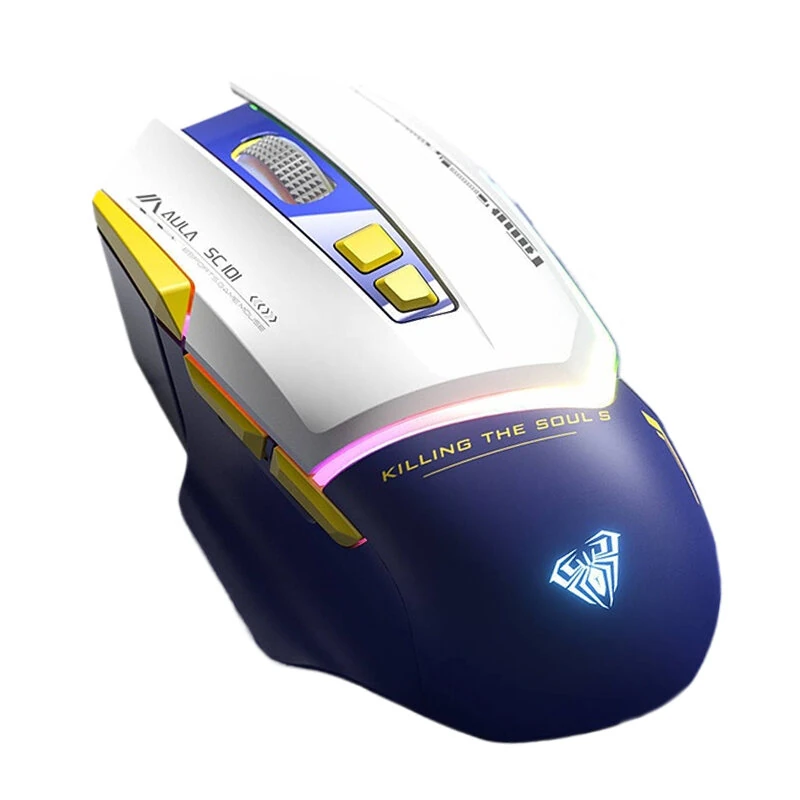AULA SC101 Mech Mouse Wireless bluetooth 800-4000DPI RGB Light 500mAh Battery Ergonomics Design Dual Mode Esports Gaming Mouse — view 2