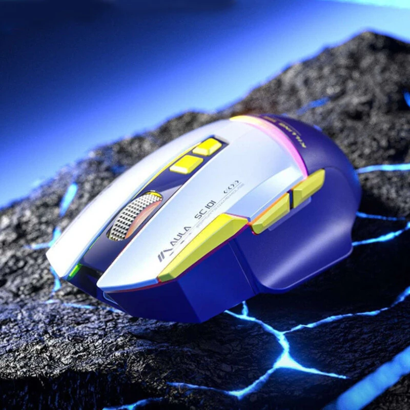 AULA SC101 Mech Mouse Wireless bluetooth 800-4000DPI RGB Light 500mAh Battery Ergonomics Design Dual Mode Esports Gaming Mouse — view 5