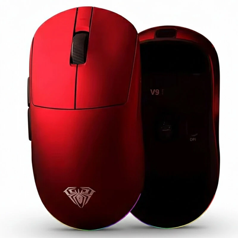 AULA V9Ultra Tri-mode Wireless Gaming Mouse with RGB Light Dual 8K Polling Rate PAW3950 Sensor 42000DPI 55g Lightweight Ergonomic Design Esports Gamer Mice — view 3