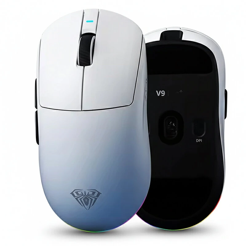 AULA V9Ultra Tri-mode Wireless Gaming Mouse with RGB Light Dual 8K Polling Rate PAW3950 Sensor 42000DPI 55g Lightweight Ergonomic Design Esports Gamer Mice — view 4