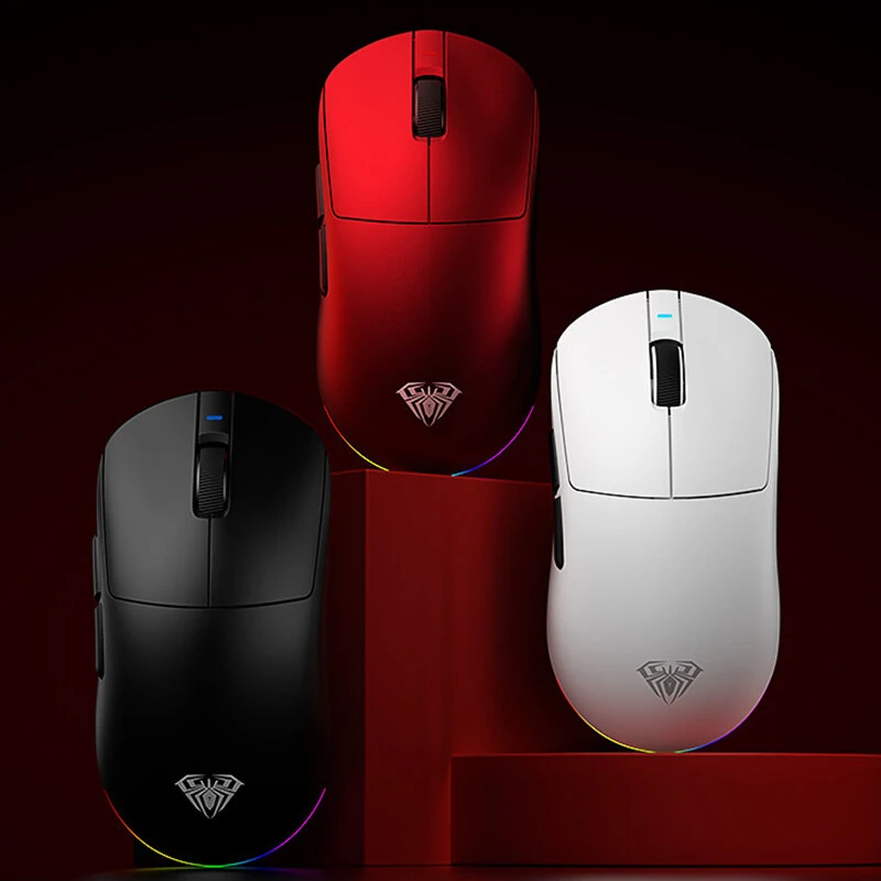 AULA V9Ultra Tri-mode Wireless Gaming Mouse with RGB Light Dual 8K Polling Rate PAW3950 Sensor 42000DPI 55g Lightweight Ergonomic Design Esports Gamer Mice — view 6