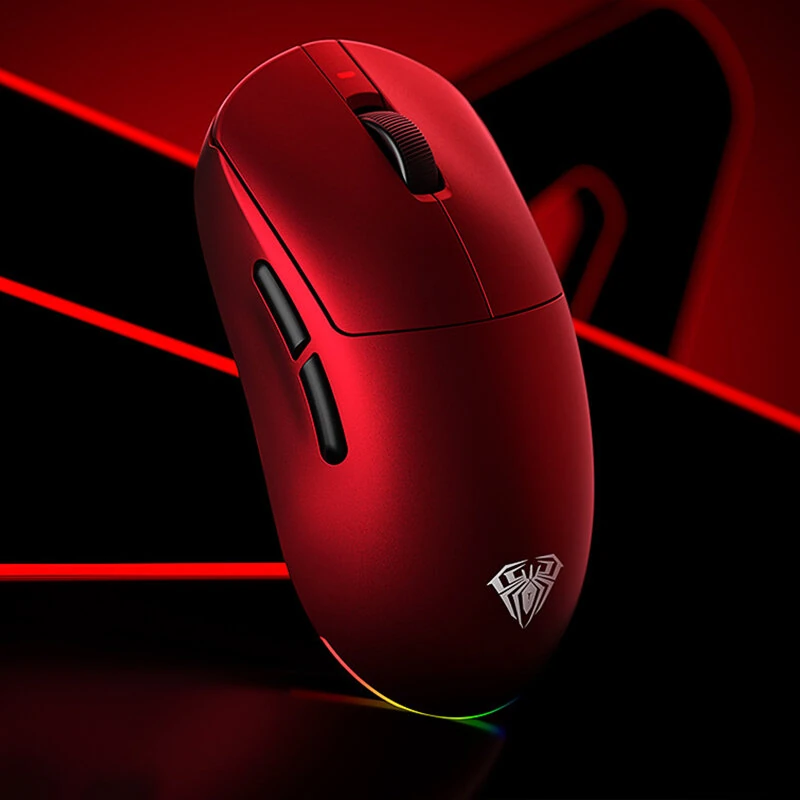 AULA V9Ultra Tri-mode Wireless Gaming Mouse with RGB Light Dual 8K Polling Rate PAW3950 Sensor 42000DPI 55g Lightweight Ergonomic Design Esports Gamer Mice — view 7