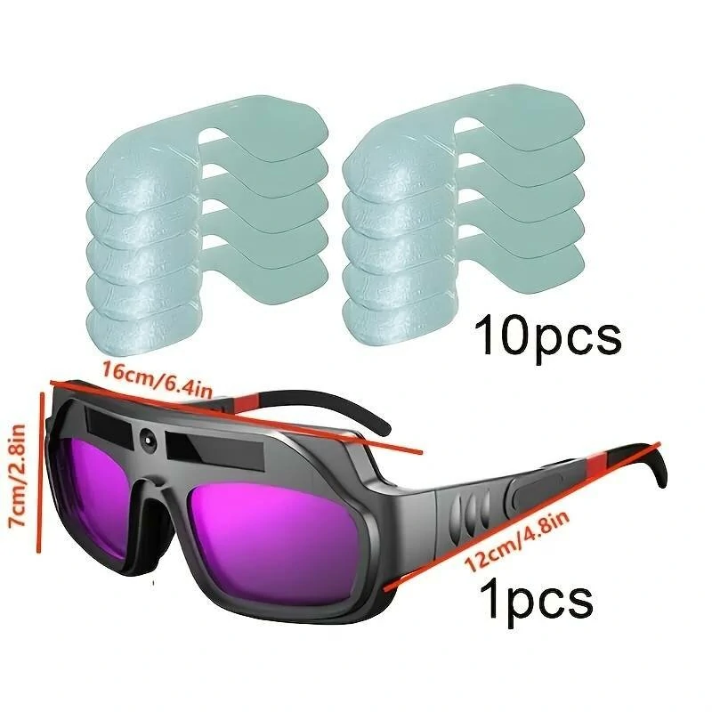 Auto Darkening Welding Goggles Anti-Scratch Large View Welder Glasses for Plasma Cut with 10 Pcs Lenses — view 3