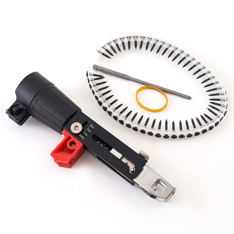 Automatic Chain Screw Gun Adapter For Electric Drill Adjustable Depth Nail Gun Attachment Woodworking Power Tool Part With 50 Screws And Bit — view 11