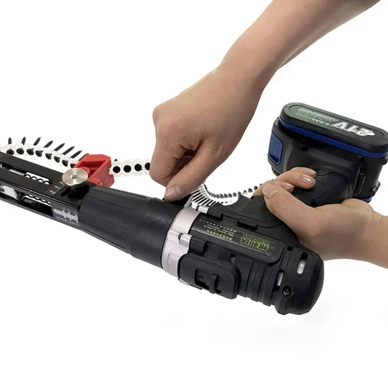 Automatic Chain Screw Gun Adapter For Electric Drill Adjustable Depth Nail Gun Attachment Woodworking Power Tool Part With 50 Screws And Bit — view 8