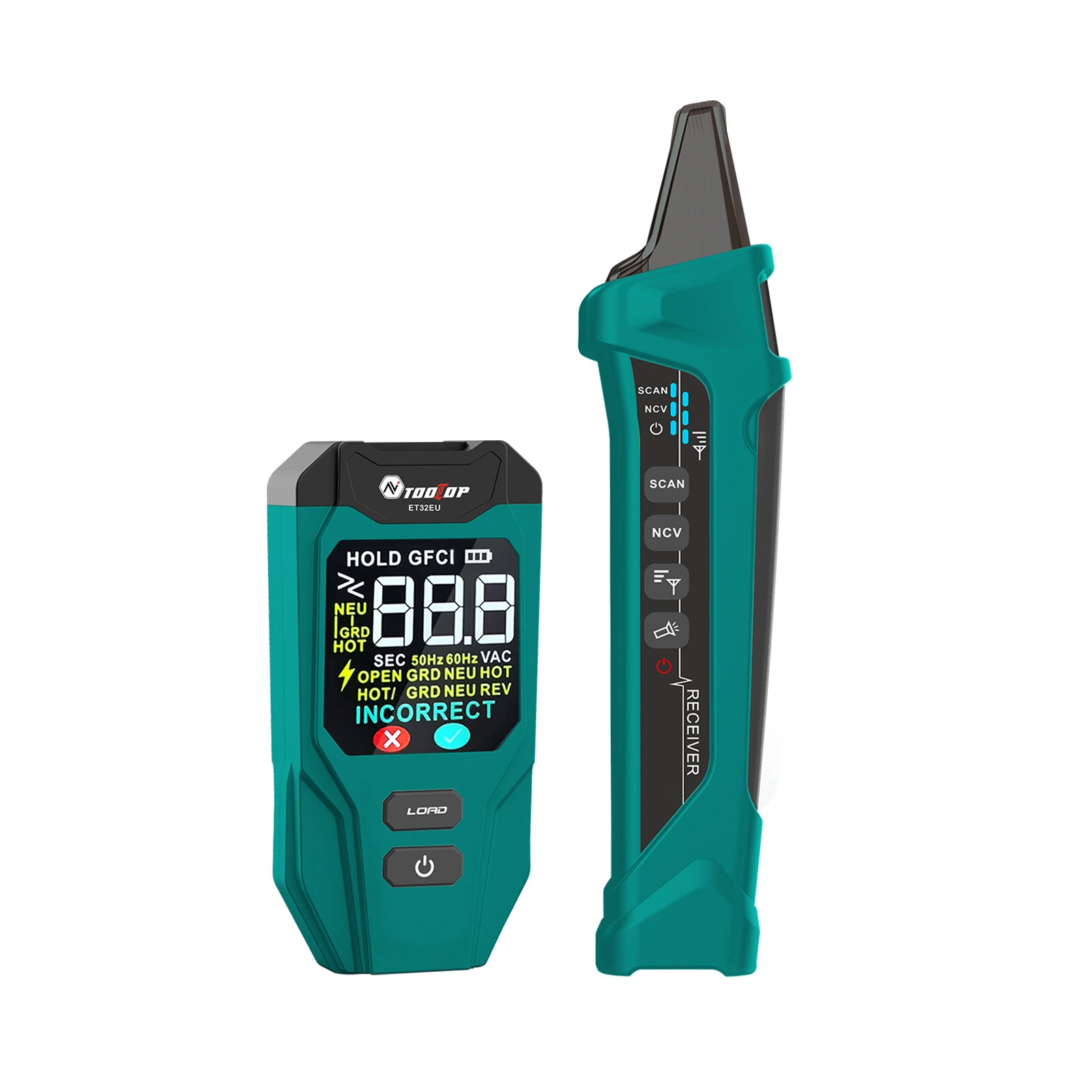 AV TOOLTOP ET32 Digital Circuit Breaker Finder Adjustable Sensitivity GFCI Testing NCV Voltage Tester Rechargeable Lithium Battery for Electrical Safety Inspection — AV TOOLTOP
