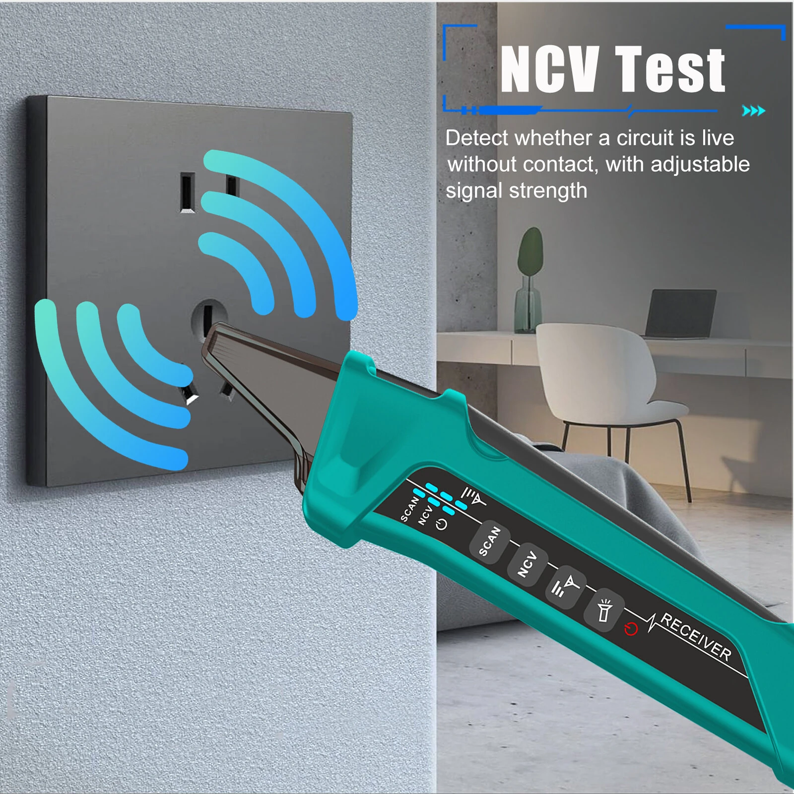 AV TOOLTOP ET32 Digital Circuit Breaker Finder Adjustable Sensitivity GFCI Testing NCV Voltage Tester Rechargeable Lithium Battery for Electrical Safety Inspection — view 8