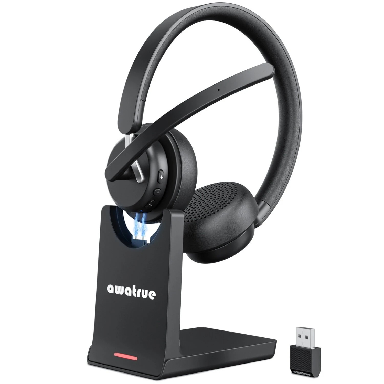 Awatrue EH11 2.4G Wireless Headset bluetooth Headphone with Charging Base AI Call Noise Cancelling 50mm Drive Unit 30H Play Time Comfortable Design On-ear Headphones with External Microphone — Awatrue