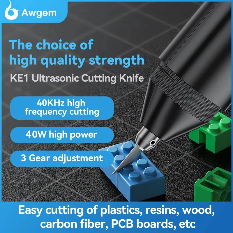 Awgem KE1 Ultrasonic Cutting Knife 40W Power Adjustable 3 Gear Professional Precise Cutting Tool Compact Plastic Shell Type C Input High Performance Blade — view 4