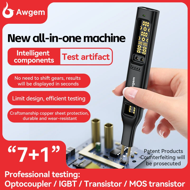 Awgem TO2P Multifunctional Optocoupler Tester Rechargeable Type-C 180mAh 48H Supports Optocoupler IGBT Thyristor NPN PNP NMOS PMOS 431 — view 3