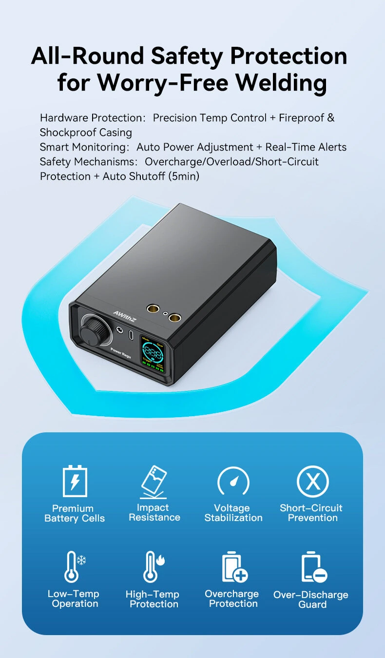AWithZ UK1 Portable Spot Welder Lithium Battery 0.3mm Nickel Welding Digital Display Compact Design Type-C Charging Automatic Manual Mode — view 4