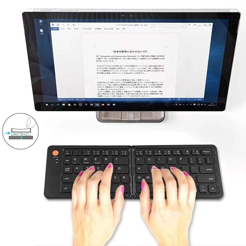 B023 Mini bluetooth Folding Keyboard for IOS/Android/Windows Tablet Mobile Phone Type-C Rechargeable Keyboard Computer Accessories — view 4
