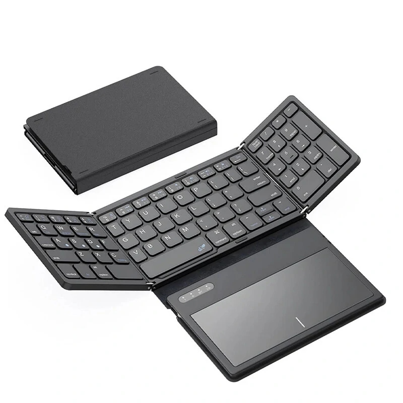 B055 Foladable Bluetooth Keyboard with Touchpad Pocket Folding Keyboard for Laptop Phone Tablet Wireless Rechargeable Keyboard — Pricio