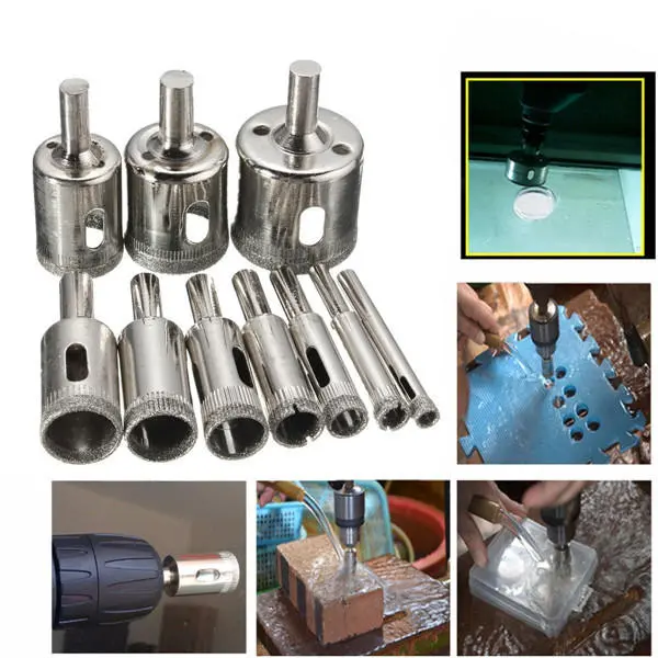 Baban 10pcs 6-32mm Diamond Hole Saw Drill Bit for Glass Ceramic Marble — view 3