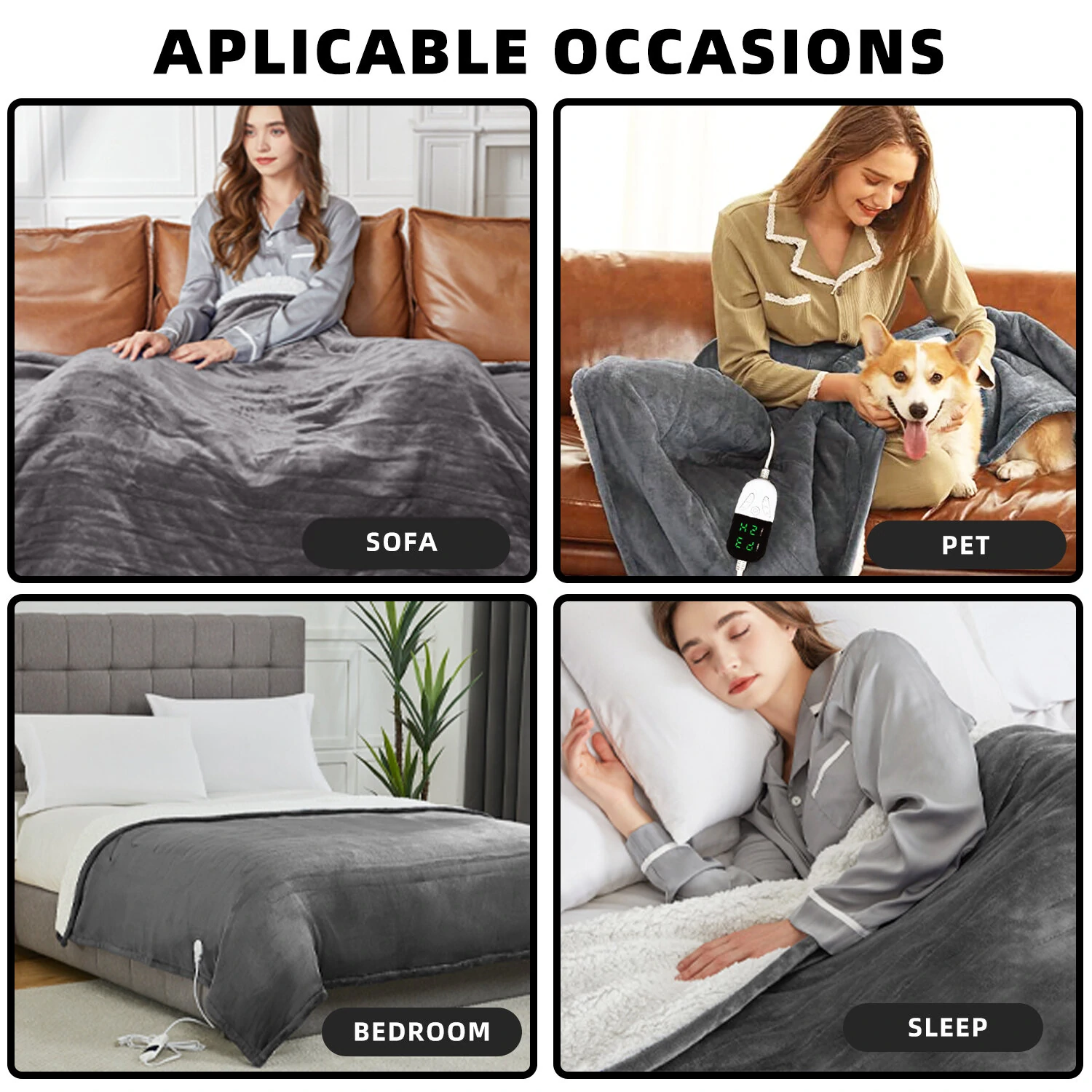 Baban 150*180cm Electric Heated Blanket Heating Bed Blankets Throw with 6 Heating Levels 10 Hours Auto Off Over-Heated Protection Ultra Soft Warm Flannel ETL Certified — view 8