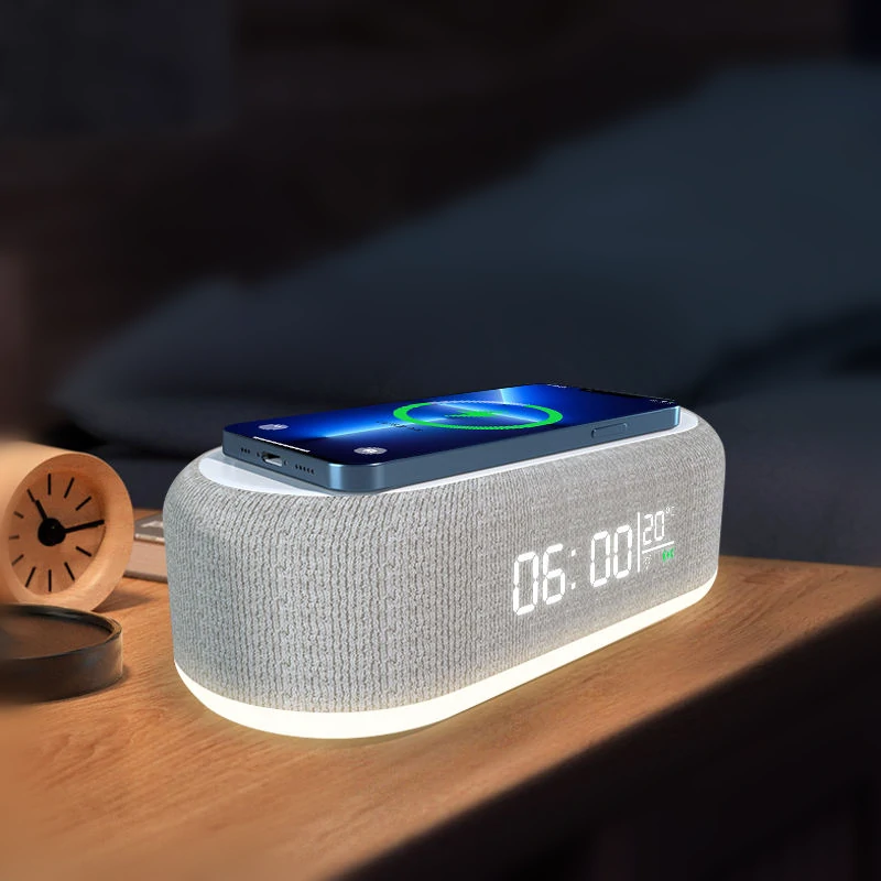 Bakeey 15W Wireless Charger with Alarm Clock Dimmable Light bluetooth Speaker for Qi-enabled Smart Phones for iPhone 15 14 13 for Huawei Mate60 Pro for Samsung Galaxy Z Flip4 for Xiaomi 13pro — view 2