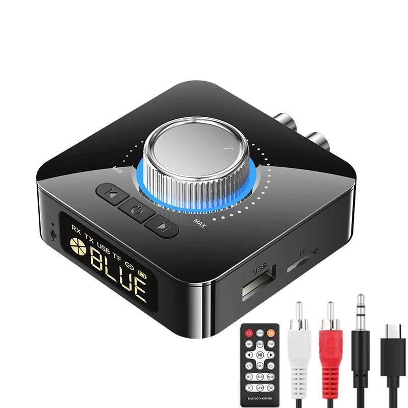 Bakeey M5 Digital Display bluetooth V5.0 Audio Transmitter Receiver Wireless 3.5mm Aux / 2RCA Audio Adapter / Support USB Disk TF Card For TV PC Speaker Car Sould System Home Sound System — view 2