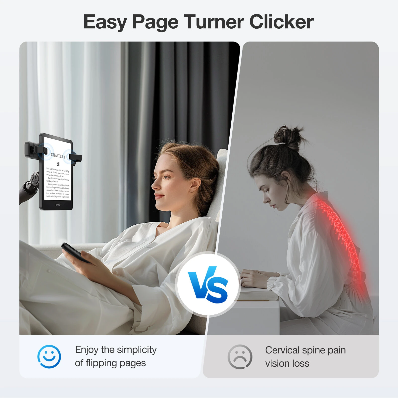 Bakeey SPT-2 2 Clips Remote Control Page Turner Forward & Backward Page Turner Video Recording Remote Triggers for Kindle Paperwhite Scribe Oasis for Ipad Reading for Kobo Surface Comics — view 3