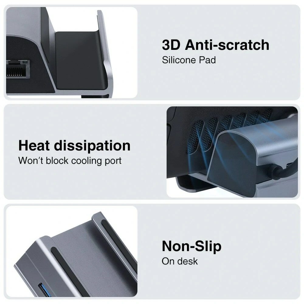 Bakeey Steam Deck Dock 6 in 1 Steam Deck Docking Station Stand Accessories 3*USB 3.0 HDMI 4K@60Hz Gigabit Ethernet 1000Mbps PD 60W Hub — view 5