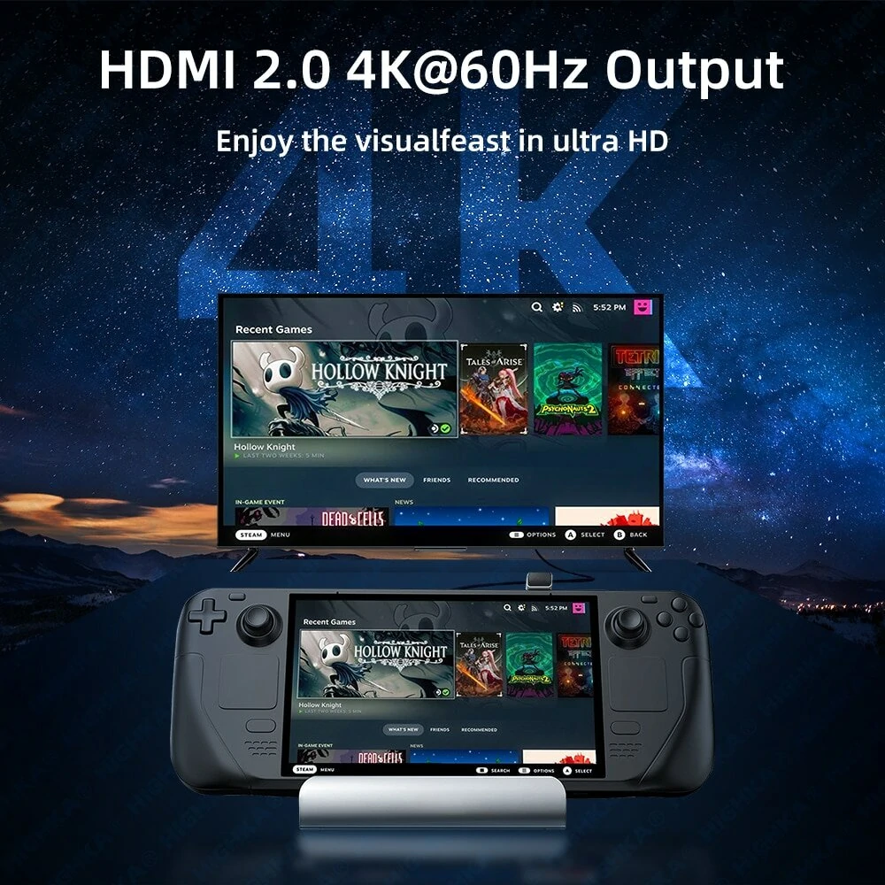 Bakeey Steam Deck Dock 6 in 1 Steam Deck Docking Station Stand Accessories 3*USB 3.0 HDMI 4K@60Hz Gigabit Ethernet 1000Mbps PD 60W Hub — view 6