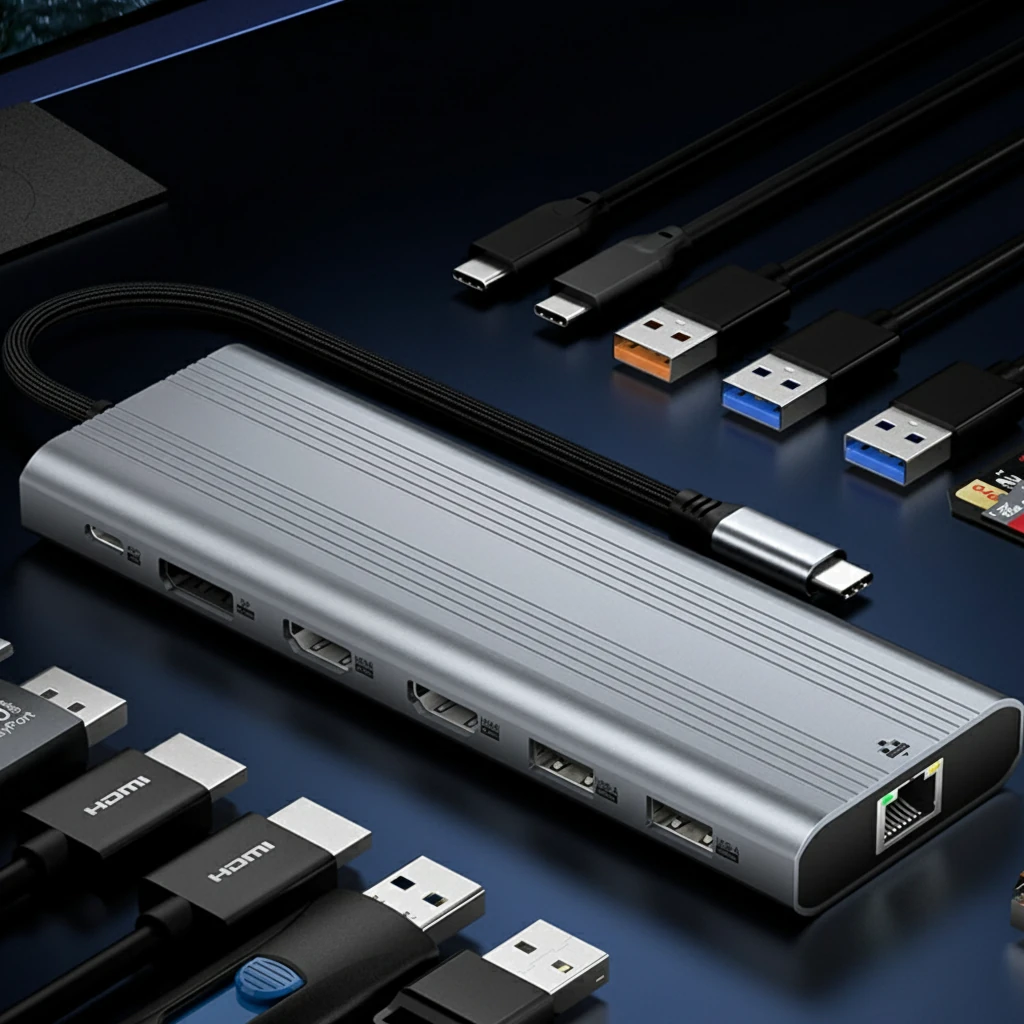 Bakeey ULT-UNITE 14-in-1 USB-C Docking Station Triple Display, 4K@60Hz HD, 2500Mbps RJ45, 140W PD Charging, Aluminum USB 3.0 Hub Multiport Adapter for Laptop — view 6