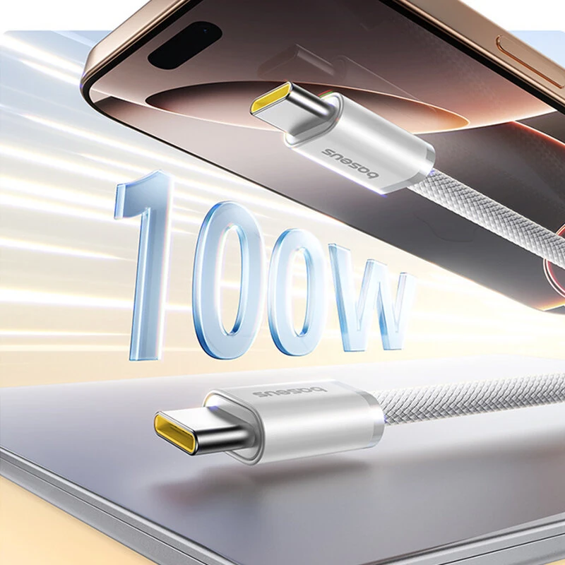 Baseus 100W Type-C to Type-C Magnetic Absorption Cable Fast Charging Data Transmission Tinned Copper Core Line 1M Long for iPhone 16 16 Pro 15 15 Pro Max for HUAWEI for OPPO for SAMSUNG — view 5