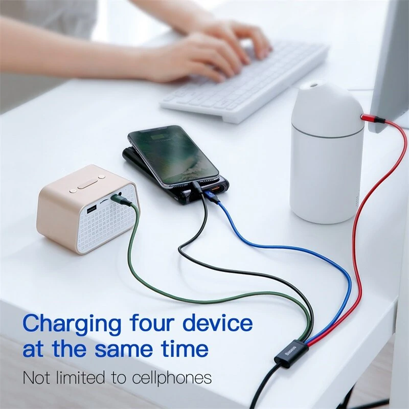 Baseus 3-in-1/4-in-1 3.5A USB-A to iP/Micro/Type-C Cable Fast Charging Data Transmission Copper Core Line 0.3M/1.2M Long for iPhone 13 14 14Pro 14Pro Max for Huawei Mate50 for Samsung Galaxy S23 for Oppo Reno9 for Redmi K60 — view 5