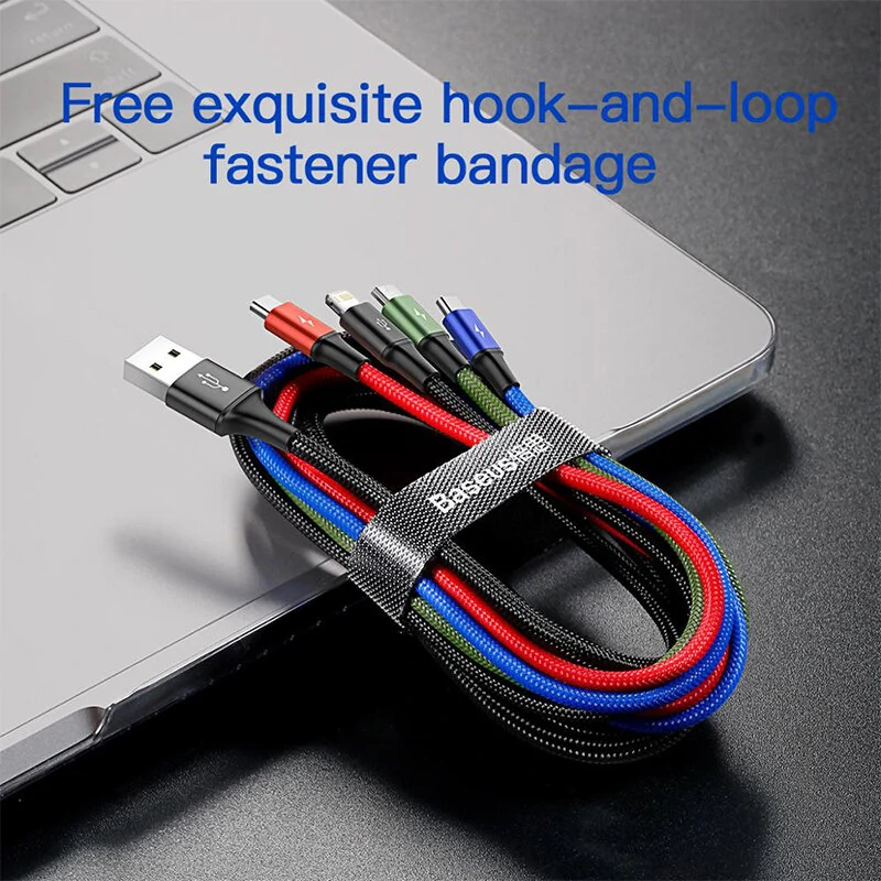 Baseus 3-in-1/4-in-1 3.5A USB-A to iP/Micro/Type-C Cable Fast Charging Data Transmission Copper Core Line 0.3M/1.2M Long for iPhone 13 14 14Pro 14Pro Max for Huawei Mate50 for Samsung Galaxy S23 for Oppo Reno9 for Redmi K60 — view 8
