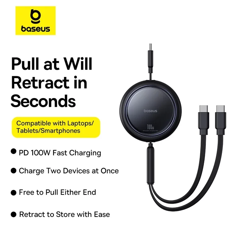 Baseus Bright Mirror Series 100W Type-C to C+C Cable Fast Charging Data Transmission Copper Core Line 1M Long for iPhone 16 Pro 15 15 Pro Max for Huawei Mate XT for Xiaomi MIX Fold4 for Samsung Galaxy Z Flip6 — view 3