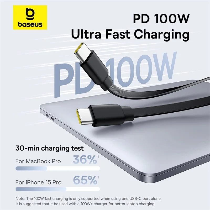 Baseus Bright Mirror Series 100W Type-C to C+C Cable Fast Charging Data Transmission Copper Core Line 1M Long for iPhone 16 Pro 15 15 Pro Max for Huawei Mate XT for Xiaomi MIX Fold4 for Samsung Galaxy Z Flip6 — view 4