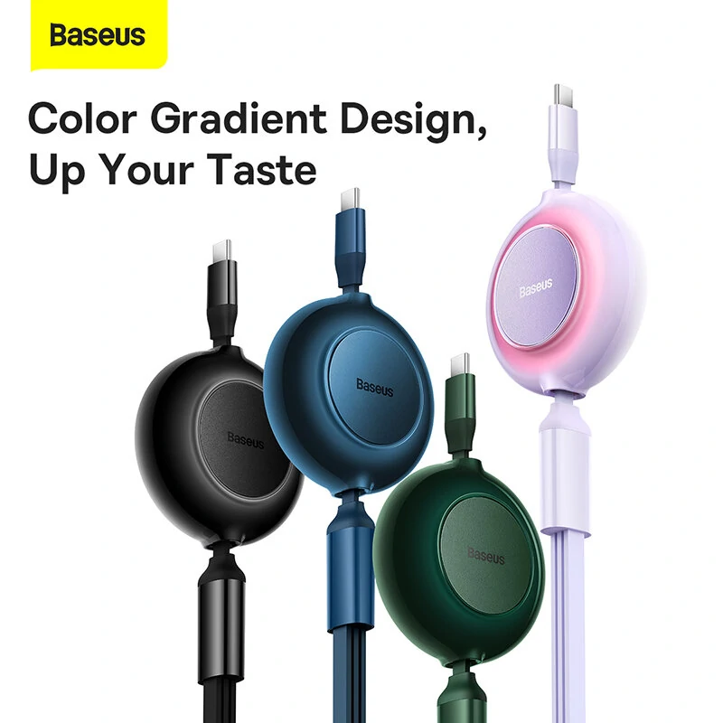 Baseus Bright Mirror Series II 100W Type-C to Micro/iP/Type-C Retractable Cable Fast Charging Data Transmission Copper Core Line 1.1M Long for iPhone 15 14 13 for Samsung Galaxy S24 for Xiaomi 14pro for Huawei Mate60 Pro — view 9