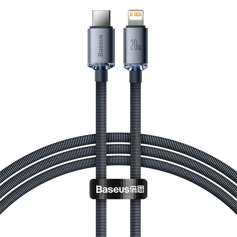 Baseus Crystal Series PD20W Type-C to iP Cable Fast Charging Data Transmission Tinned Copper Core Line 1.2M/2M Long for iPhone 14 14 Plus 13 14 12 for iPad — view 2