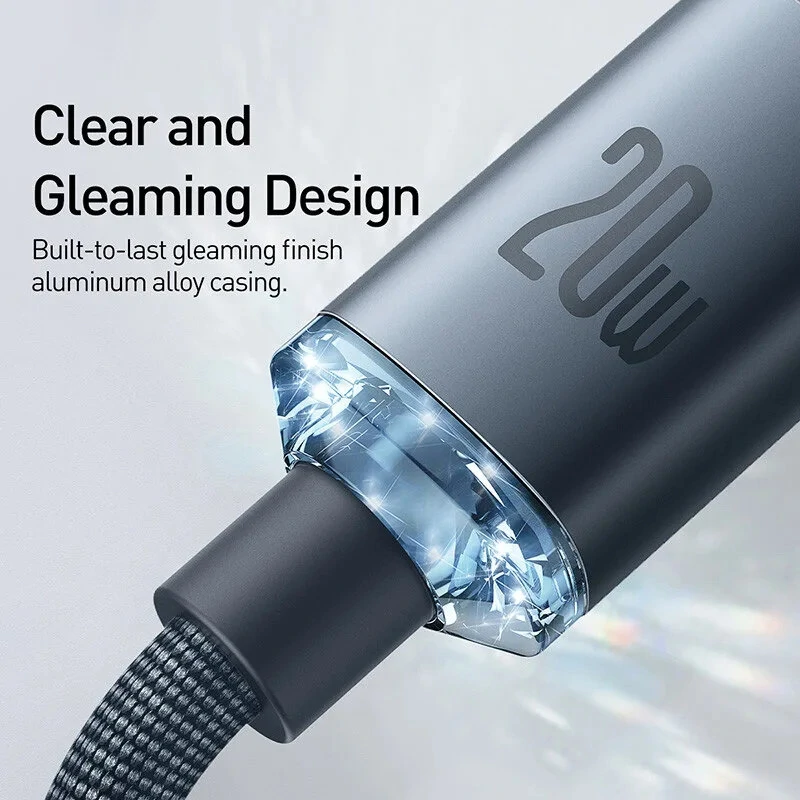 Baseus Crystal Series PD20W Type-C to iP Cable Fast Charging Data Transmission Tinned Copper Core Line 1.2M/2M Long for iPhone 14 14 Plus 13 14 12 for iPad — view 6