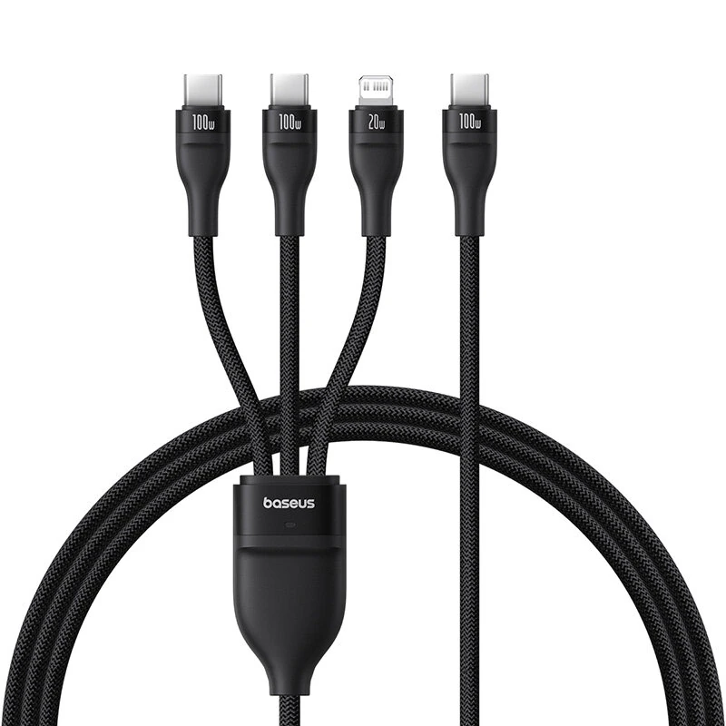 Baseus Flash Series 3 100W Type-C to Type-C+Type-C+iP Cable PD Fast Charging Data Transmission Copper Core Line 1.5M Long for iPhone 16 16 Pro 15 14 13 Pro Max for Huawei Mate XT for Xiaomi MIX Fold4 for Samsung Galaxy Z Flip6 — view 2