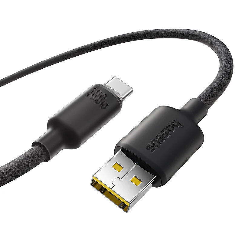 Baseus Foamed Silicone Series 6A 100W USB-A to Type-C Cable Fast Charging Data Transmission Thickened Copper Core Line 1M/2M Long for iPhone 16 16 Pro 15 14 13 Pro Max for Huawei Pura 80 Ultra for Xiaomi MIX Flip2 — Baseus