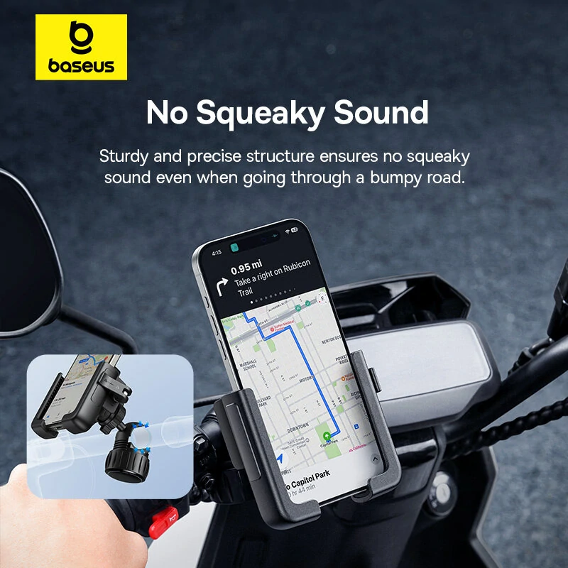 baseus GoTrip Series Bike Phone Mount 360° Rotatable Anti-shake for 5.7''-7.2'' Mobile Phone Electric Motorcycle Scooter Holder Accessory — Pricio
