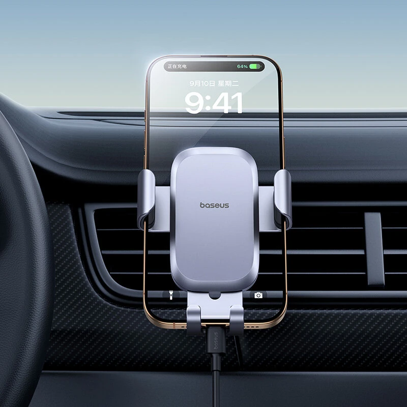 Baseus Metal Era Go Gravity Car Phone Holder Air Vent Mount Bracket with Hook 360° Rotary Universal for 4.7-7.2inch Mobile Phone — view 6